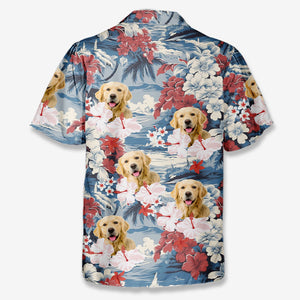 Custom Photo Less Monday More Summer - Dog & Cat Personalized Custom Unisex Tropical Hawaiian Aloha Shirt - Summer Vacation Gift, Gift For Pet Owners, Pet Lovers