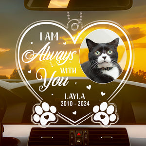 Photo personnalisée « Pour toujours dans mon cœur » – Ornement de voiture personnalisé en acrylique – Cadeau de condoléances pour les propriétaires et les amoureux des animaux