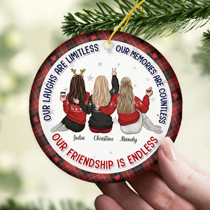 Nos rires sont sans limites - Ornement personnalisé Bestie personnalisé - Forme ronde en céramique - Cadeau de Noël pour meilleures amies, BFF, sœurs