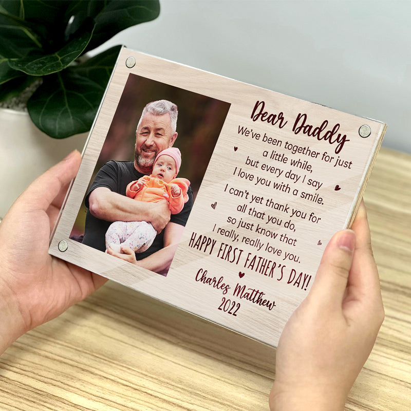 Je t'aime vraiment, vraiment - Cadre photo magnétique personnalisé en acrylique pour la famille - Cadeau de fête des pères, d'anniversaire pour papa