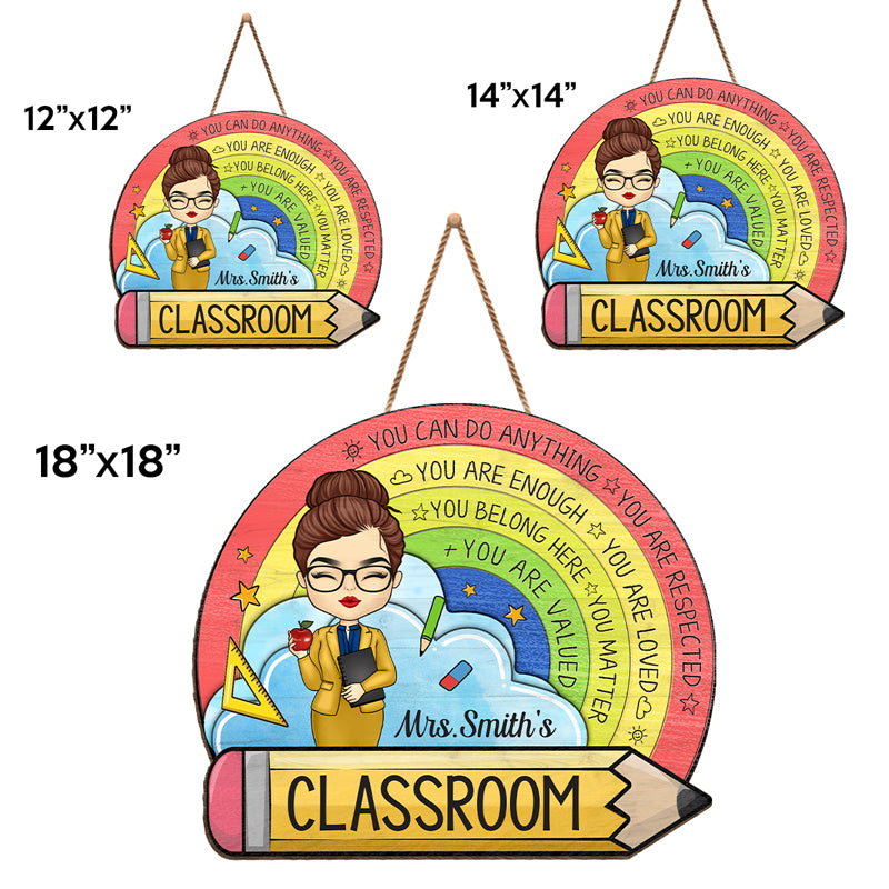 Vous êtes apprécié - Panneau en bois personnalisé pour enseignant - Cadeau de pendaison de crémaillère pour enseignant, retour à l'école