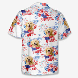 Custom Photo Roll Out Those Crazy Days Of Summer - Dog & Cat Personalized Custom Unisex Patriotic Tropical Hawaiian Aloha Shirt - Independence Day, 4th Of July, Summer Vacation Gift, Gift For Pet Owners, Pet Lovers