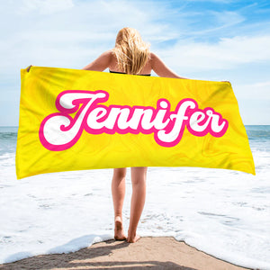 Fête sur la plage toute la journée, tous les jours - Serviette de plage personnalisée pour toute la famille - Cadeau de vacances d'été, cadeau pour les membres de la famille