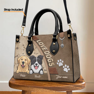 Les chiens nous rendent la vie meilleure ! Sac à main en cuir personnalisé pour chien et chat ! Cadeau pour propriétaires et amoureux des animaux.