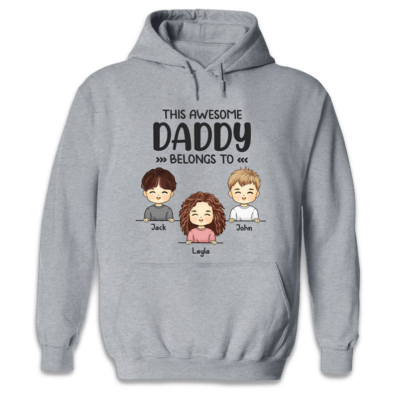 Ce papa génial appartient aux enfants - T-shirt, sweat à capuche et sweat-shirt unisexe personnalisé pour la famille - Cadeau pour les membres de la famille