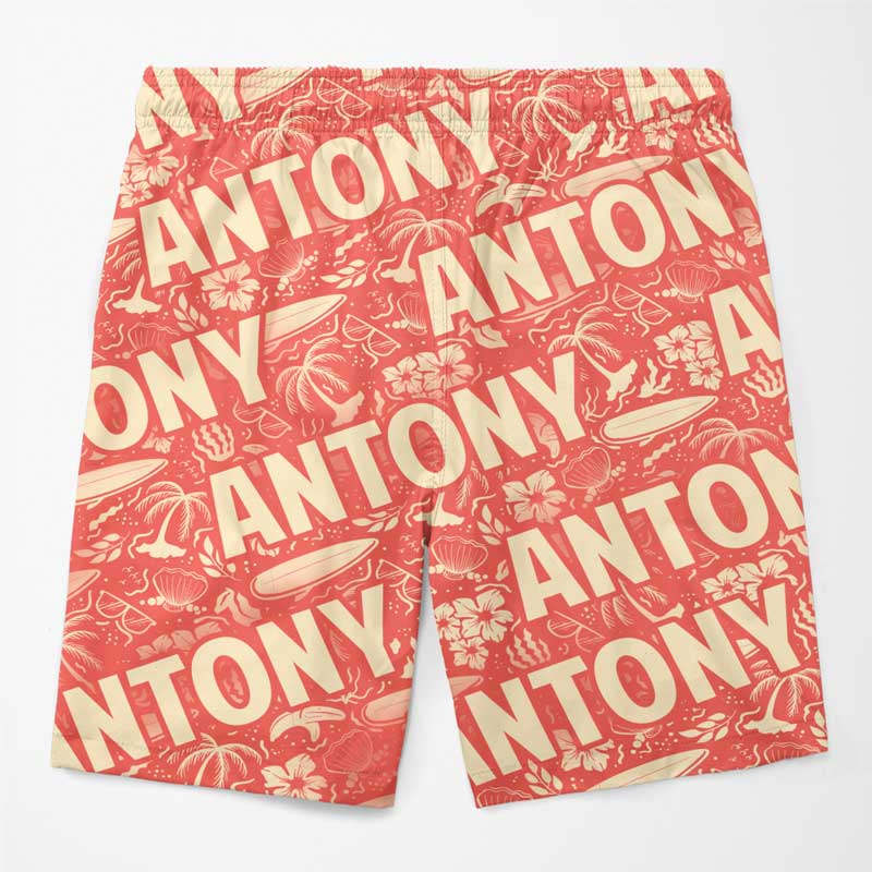 Jours d'été, cœurs heureux - Short de plage hawaïen personnalisé et amusant pour couple - Cadeau de vacances d'été, cadeau de fête d'anniversaire pour mari et femme