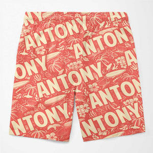 Jours d'été, cœurs heureux - Short de plage hawaïen personnalisé et amusant pour couple - Cadeau de vacances d'été, cadeau de fête d'anniversaire pour mari et femme