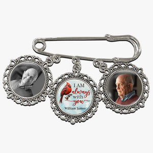 Broche personnalisée avec photo « Je suis toujours avec toi » - Épingle à revers ronde personnalisée - Cadeau de condoléances pour les membres de la famille
