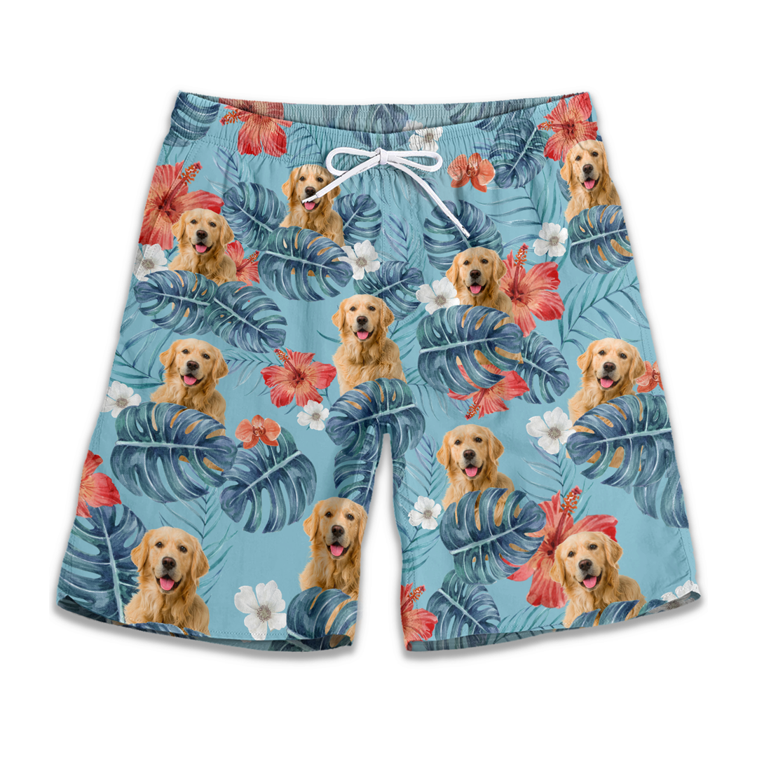 Short de plage hawaïen personnalisé avec photo « Nous avons tous besoin de vitamines » pour chien et chat, short de plage tropical Aloha pour homme, cadeau idéal pour les vacances d'été, les anniversaires et les amoureux des animaux.