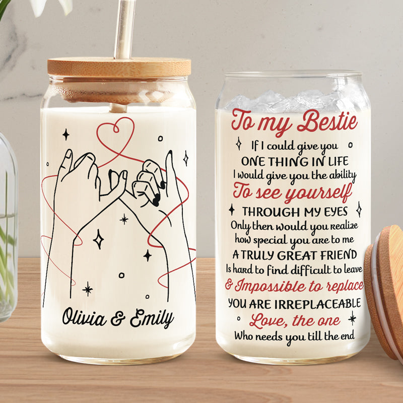 Trouver un véritable ami est difficile - Tasse en verre personnalisée, tasse à café glacé - Cadeau pour les meilleures amies, les meilleures amies et les sœurs