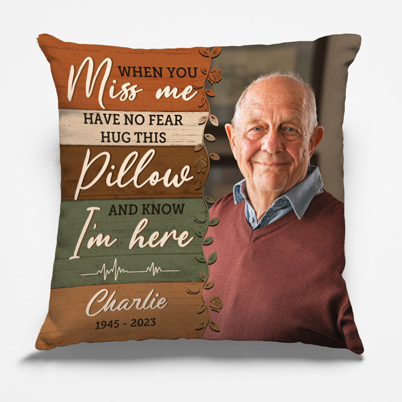 Photo personnalisée « Tu me manques pour toujours » - Coussin personnalisé commémoratif - Cadeau de Noël, cadeau de condoléances pour les membres de la famille