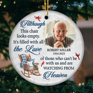 Custom Photo It's Filled With All The Love - Memorial Personalized Custom Ornament - Ceramic Round Shaped - Christmas Gift, Sympathy Gift For Family Members