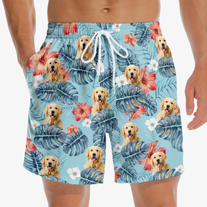 Short de plage hawaïen personnalisé avec photo « Nous avons tous besoin de vitamines » pour chien et chat, short de plage tropical Aloha pour homme, cadeau idéal pour les vacances d'été, les anniversaires et les amoureux des animaux.