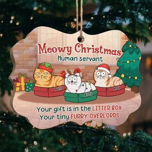 Votre cadeau est dans la litière - Décoration personnalisée pour chat - Bois en forme de Benelux - Cadeau de Noël pour les propriétaires d'animaux et les amoureux des animaux