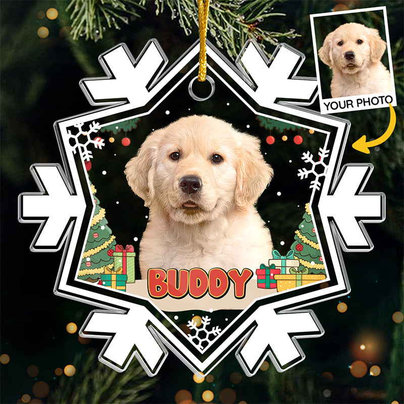 Photo personnalisée « Je suis le gentil chat » - Ornement personnalisé pour chien et chat - Forme personnalisée en acrylique - Cadeau de Noël pour les propriétaires et les amoureux des animaux