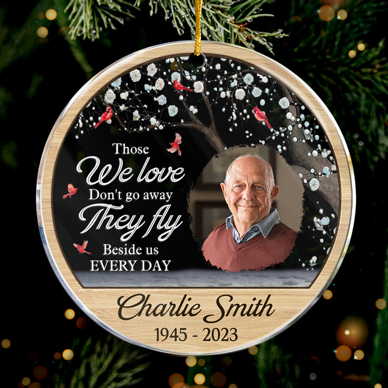 Photo personnalisée au plus profond de nos cœurs, vous resterez toujours - Ornement personnalisé commémoratif personnalisé - Forme ronde en acrylique - Cadeau de Noël, cadeau de condoléances pour les membres de la famille