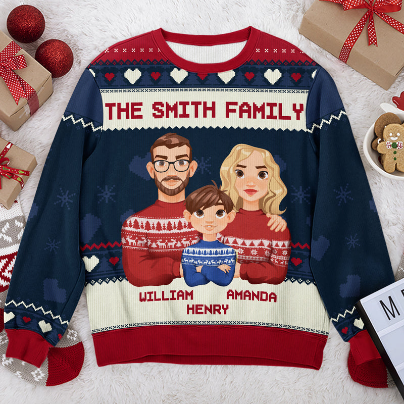 La famille est éternelle - Sweat-shirt personnalisé pour la famille - Pull en laine unisexe - Cadeau de Noël pour les membres de la famille