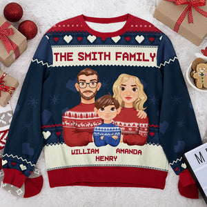 La famille est éternelle - Sweat-shirt personnalisé pour la famille - Pull en laine unisexe - Cadeau de Noël pour les membres de la famille