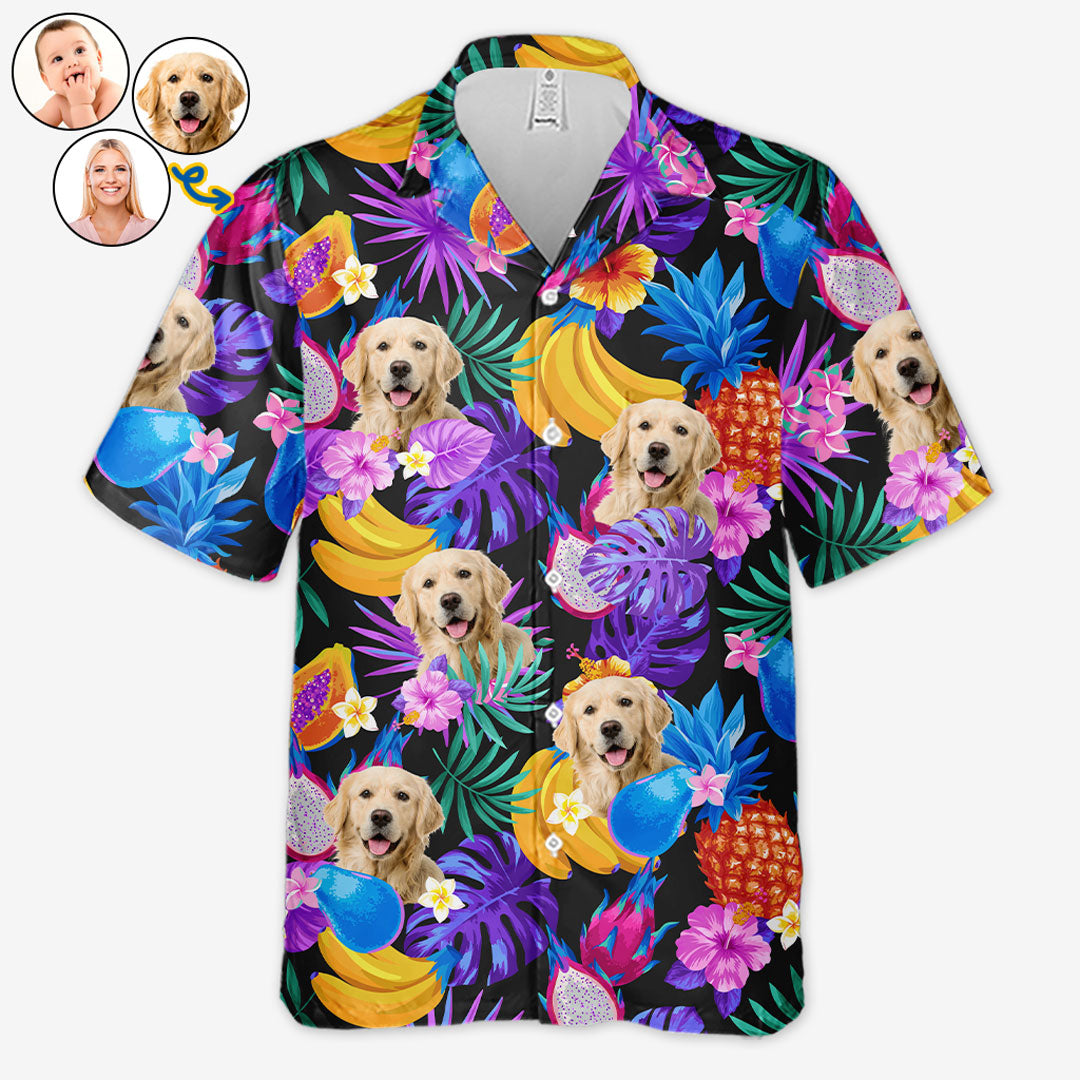 Photo personnalisée d'humeur estivale - T-shirt hawaïen unisexe personnalisé pour chien et chat - Cadeau vacances d'été, cadeau pour propriétaires d'animaux et amoureux des animaux