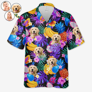 Photo personnalisée d'humeur estivale - T-shirt hawaïen unisexe personnalisé pour chien et chat - Cadeau vacances d'été, cadeau pour propriétaires d'animaux et amoureux des animaux