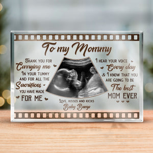 Photo personnalisée Merci de m'avoir porté - Plaque rectangulaire en acrylique personnalisée pour la famille - Cadeau de fête prénatale, cadeau pour la première maman