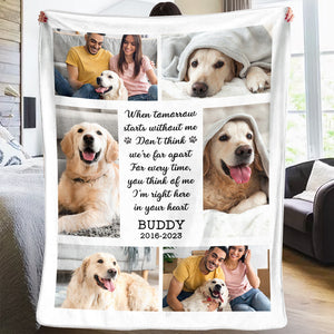 Couverture personnalisée avec photo « Je suis là dans ton cœur » - Cadeau de condoléances pour les propriétaires d'animaux et les amoureux des animaux
