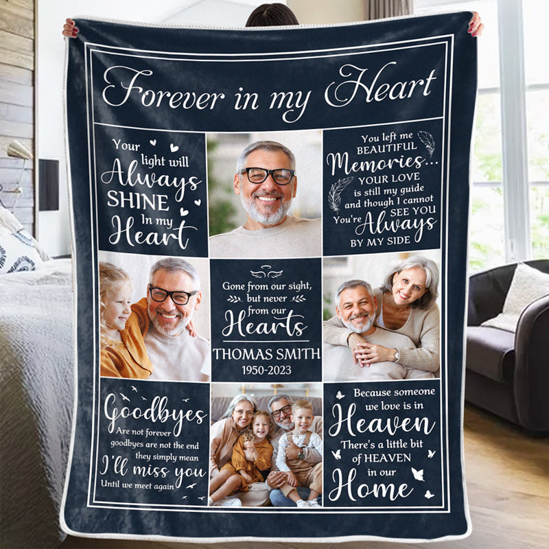 Photo personnalisée « Tu m'as laissé de beaux souvenirs » - Couverture personnalisée commémorative - Cadeau de condoléances pour les membres de la famille