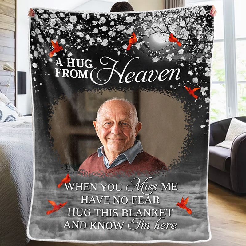 Couverture photo personnalisée « Considérez-la comme un gros câlin » – Cadeau de Noël, cadeau de condoléances pour les membres de la famille
