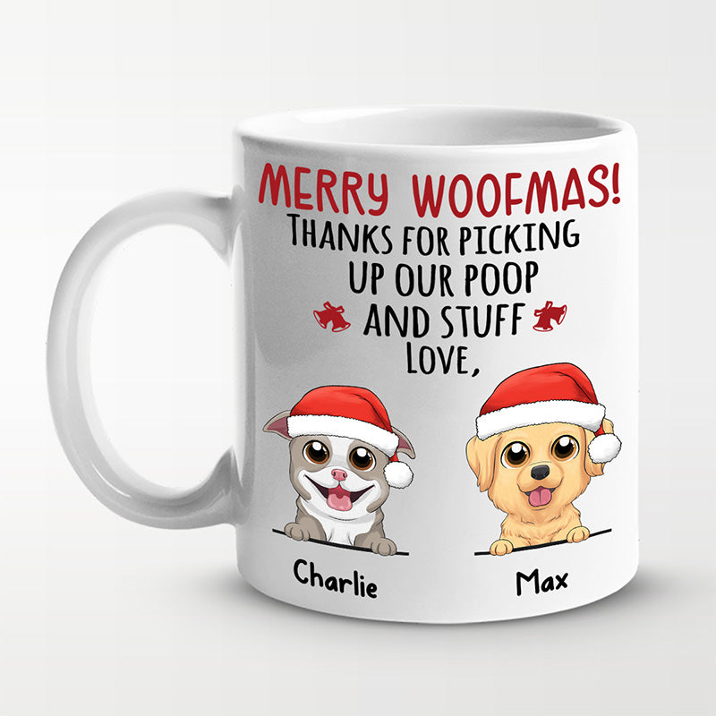 Merci d'avoir récupéré nos affaires, mon amour ! Mug personnalisé pour chien ! Cadeau de Noël pour les propriétaires d'animaux et les amoureux des animaux.