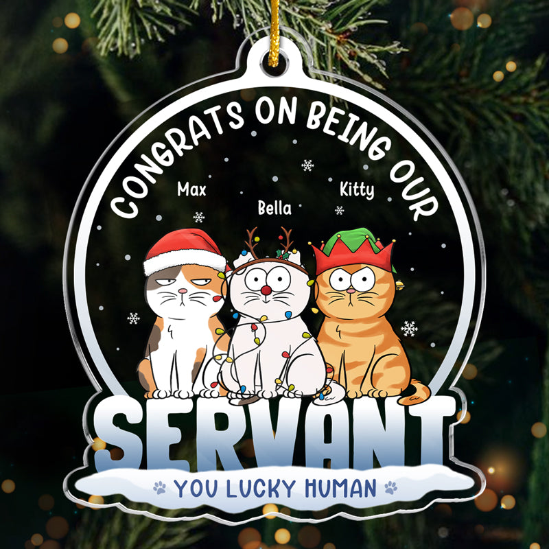 You Lucky Human - Ornement personnalisé pour chien et chat - Forme personnalisée en acrylique - Cadeau de Noël pour propriétaires et amoureux des animaux