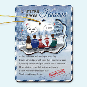 Heaven Mail - Carte commémorative personnalisée en bois avec ornement amovible - Cadeau de Noël, cadeau de condoléances pour les membres de la famille