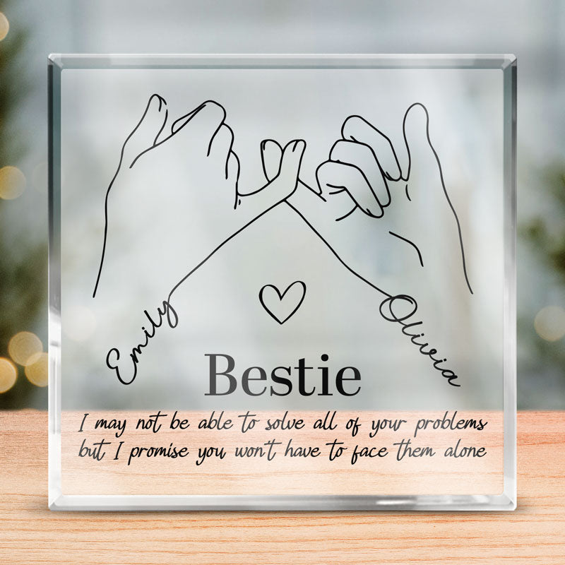 Pinky Promise - Plaque acrylique carrée personnalisée pour meilleure amie - Cadeau pour meilleures amies, meilleures amies, sœurs
