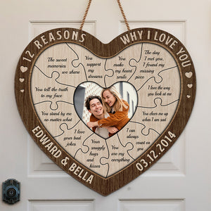 Photo personnalisée « J'adore vos mauvaises blagues » - Panneau en bois personnalisé en forme de cœur pour décoration d'intérieur - Cadeau de pendaison de crémaillère pour mari et femme, anniversaire