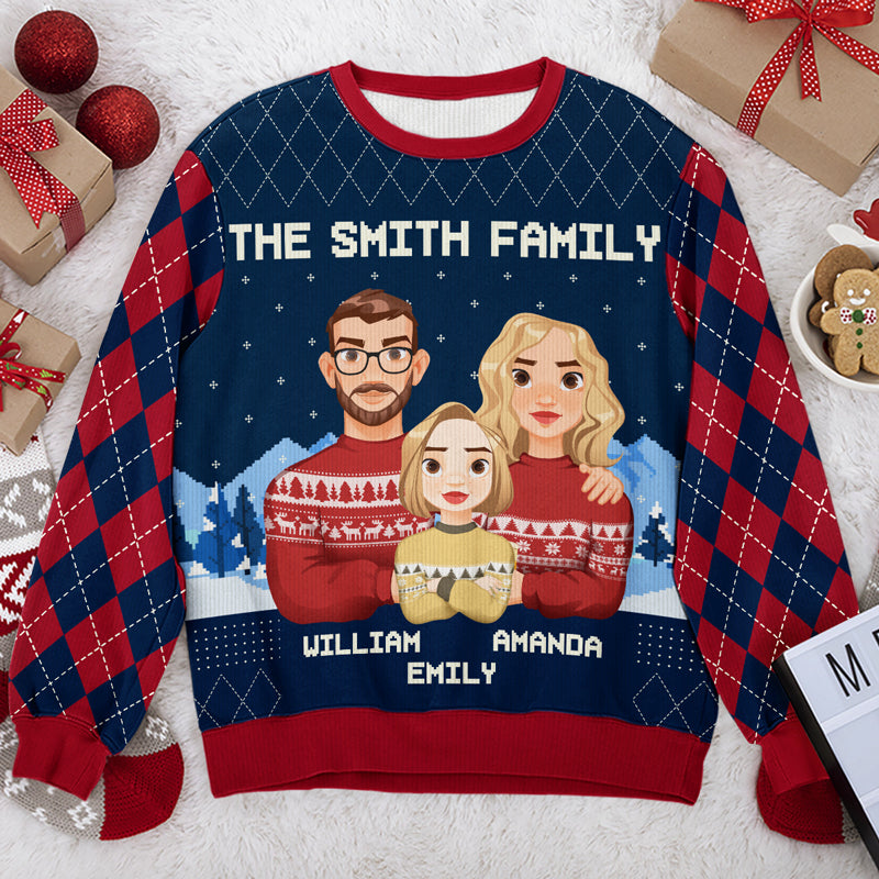 The Best Christmas Gift - Family Personalized Custom Ugly Sweatshirt - Unisex Wool Jumper - Christmas Gift For Family Members