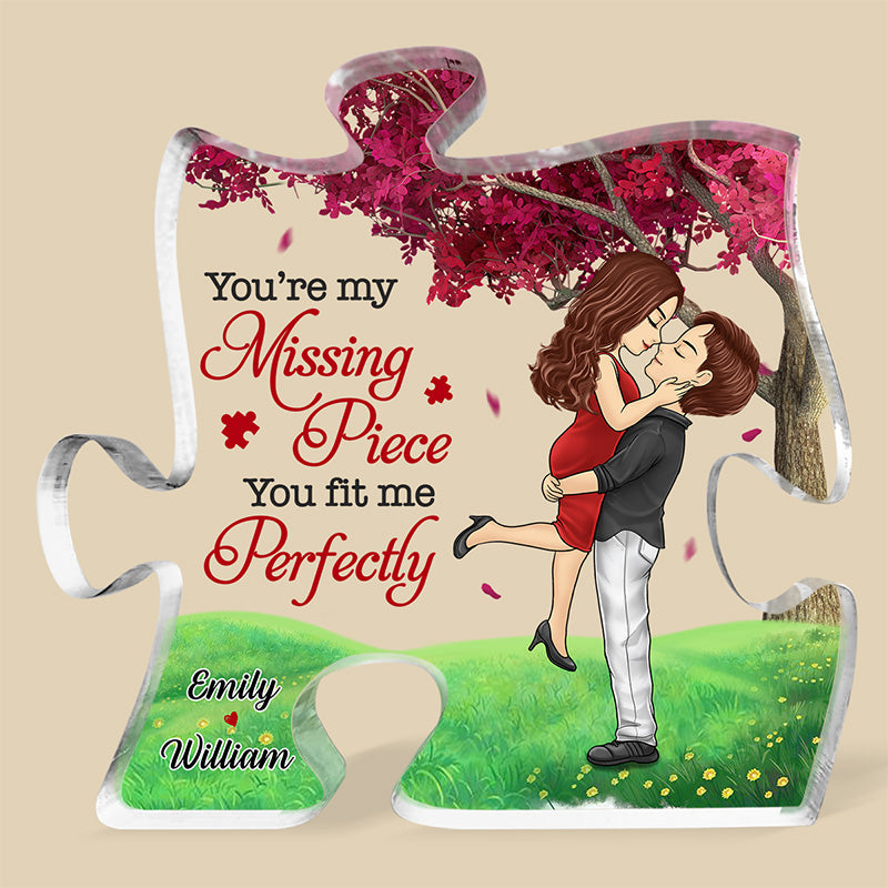 Tu me complète et fais de moi une meilleure personne - Plaque acrylique personnalisée en forme de puzzle pour couple - Cadeau de Noël pour mari et femme, anniversaire