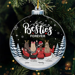 Soyons élégants ou mourons - Ornement personnalisé Bestie - En forme de boule de neige en acrylique - Cadeau de Noël pour meilleures amies, meilleures amies, sœurs