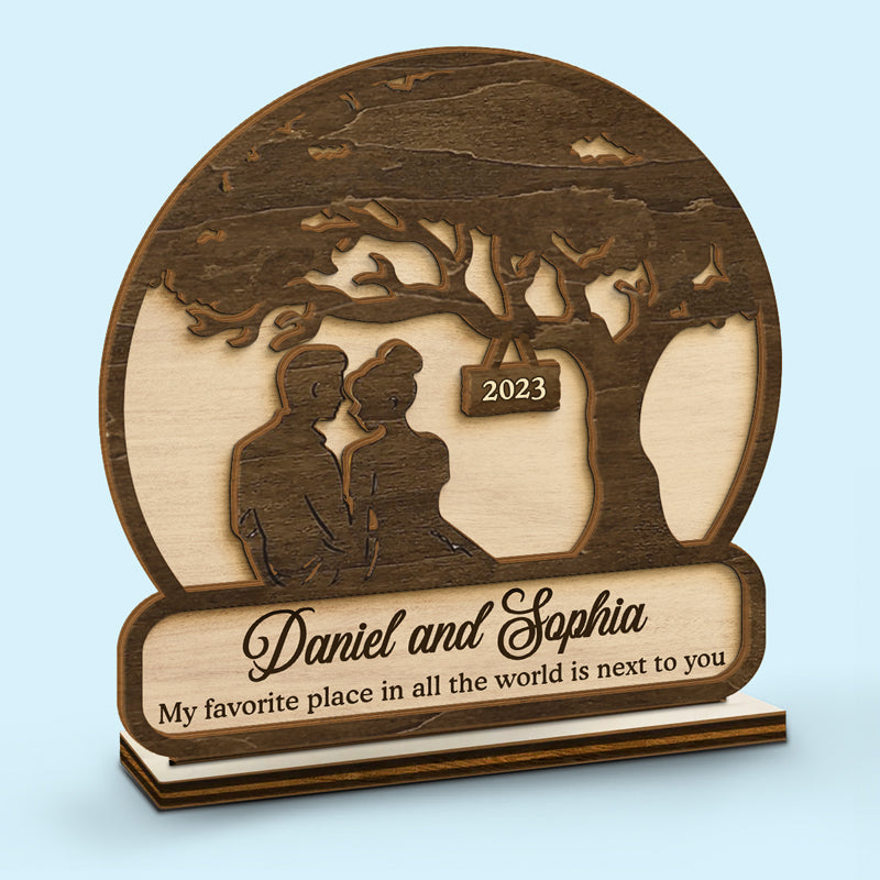 S'asseoir ensemble suffit - Plaque en bois personnalisée à 2 couches avec support plat pour couple - Cadeau de pendaison de crémaillère, cadeau pour mari et femme, cadeau d'anniversaire