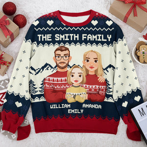 La famille est le plus beau cadeau de Noël ! Sweat-shirt personnalisé pour la famille, moche et personnalisé ! Pull unisexe en laine ! Cadeau de Noël pour les membres de la famille