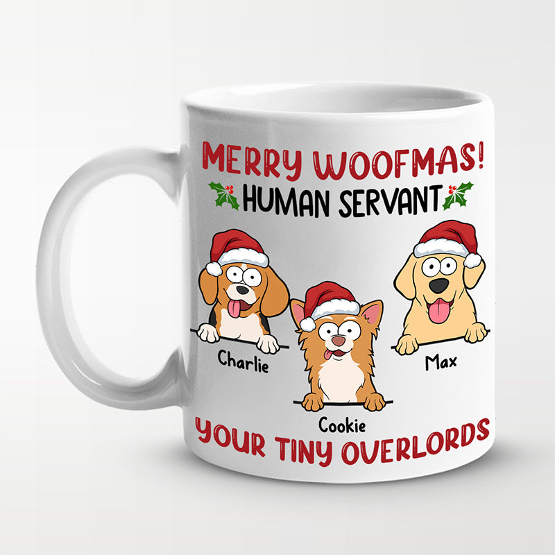 Joyeux Noël, serviteur humain - Tasse personnalisée pour chien - Cadeau de Noël pour les propriétaires et les amoureux des animaux
