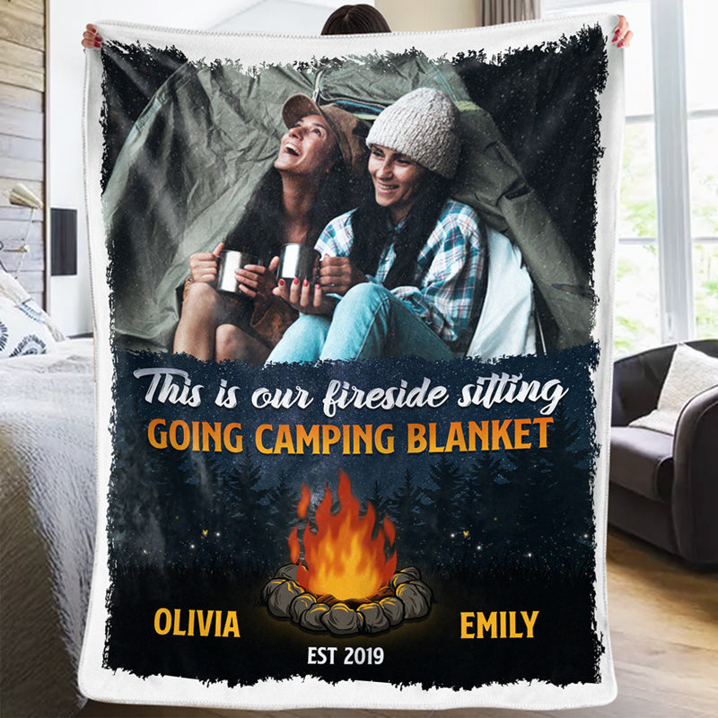 Couverture photo personnalisée au coin du feu, idéale pour le camping - Couverture personnalisée pour le camping - Cadeau pour les meilleures amies, les meilleures amies, les sœurs et les amoureux du camping