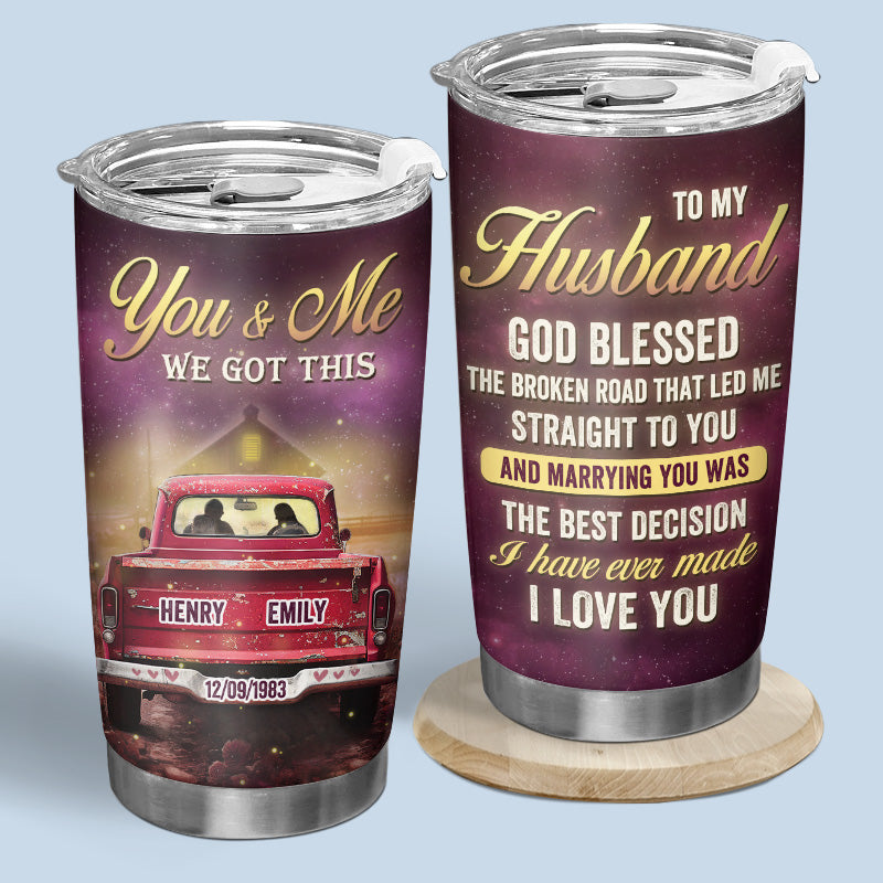 À ma femme, Dieu a béni la route brisée - Verre personnalisé pour couple - Cadeau pour mari et femme, anniversaire