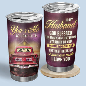 À ma femme, Dieu a béni la route brisée - Verre personnalisé pour couple - Cadeau pour mari et femme, anniversaire