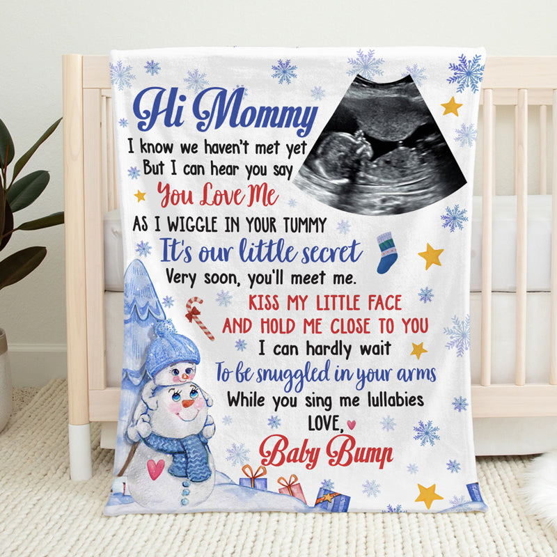 Couverture personnalisée pour bébé avec photo « Très bientôt tu me rencontreras » - Cadeau de naissance, premier Noël, cadeau de Noël pour les premiers parents