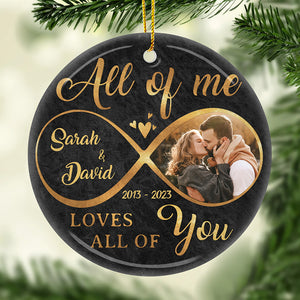 Photo personnalisée « Tout de moi » – Ornement personnalisé pour couple – Forme ronde en céramique – Cadeau de Noël pour mari et femme, anniversaire