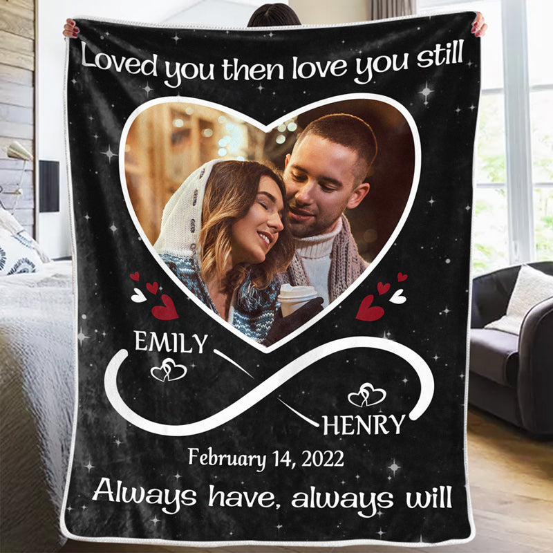 Couverture personnalisée avec photo « Je t'aime toujours » - Cadeau de Noël pour mari et femme, anniversaire
