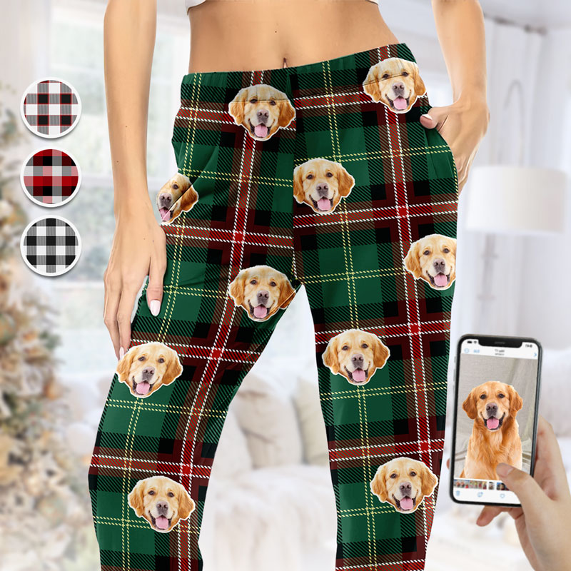 Pantalon de pyjama personnalisé avec photo de mon animal préféré - Pantalon de pyjama personnalisé avec photo de visage pour chien et chat - Cadeau de Noël pour les propriétaires et les amoureux des animaux