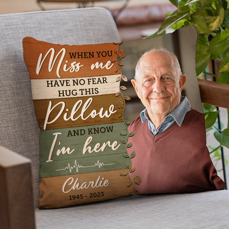 Photo personnalisée « Tu me manques pour toujours » - Coussin personnalisé commémoratif - Cadeau de Noël, cadeau de condoléances pour les membres de la famille