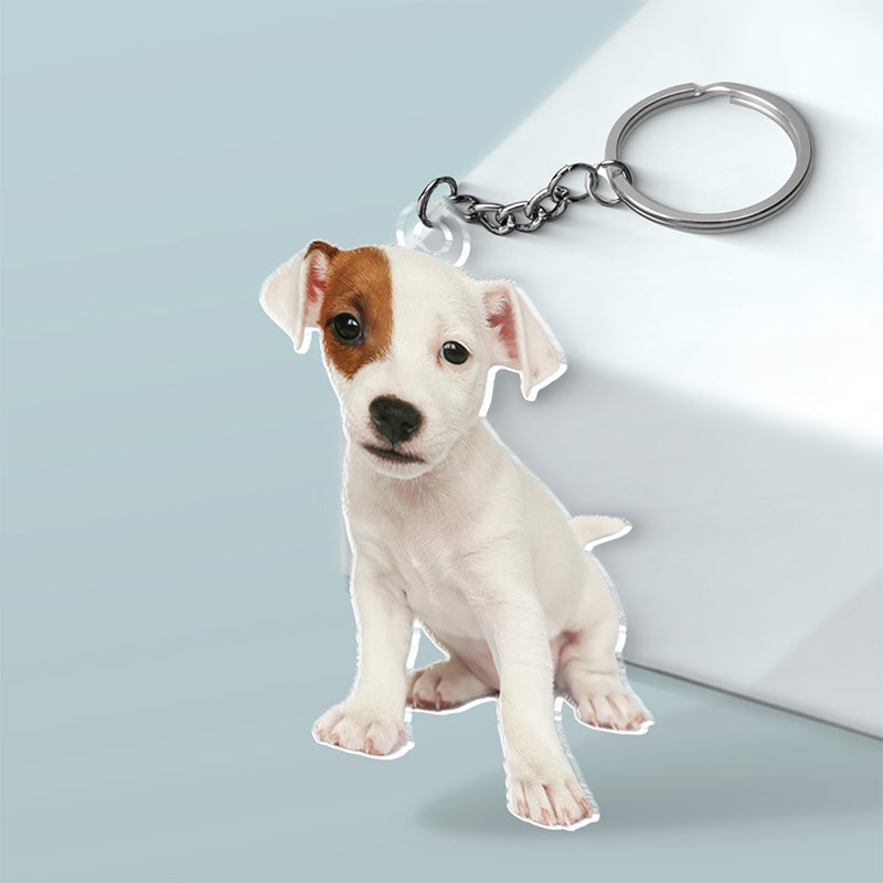 Porte-clés personnalisé en acrylique avec photo « Mon ami à quatre pattes est mon ange des fêtes » pour chien et chat – Cadeau pour propriétaires et amoureux des animaux