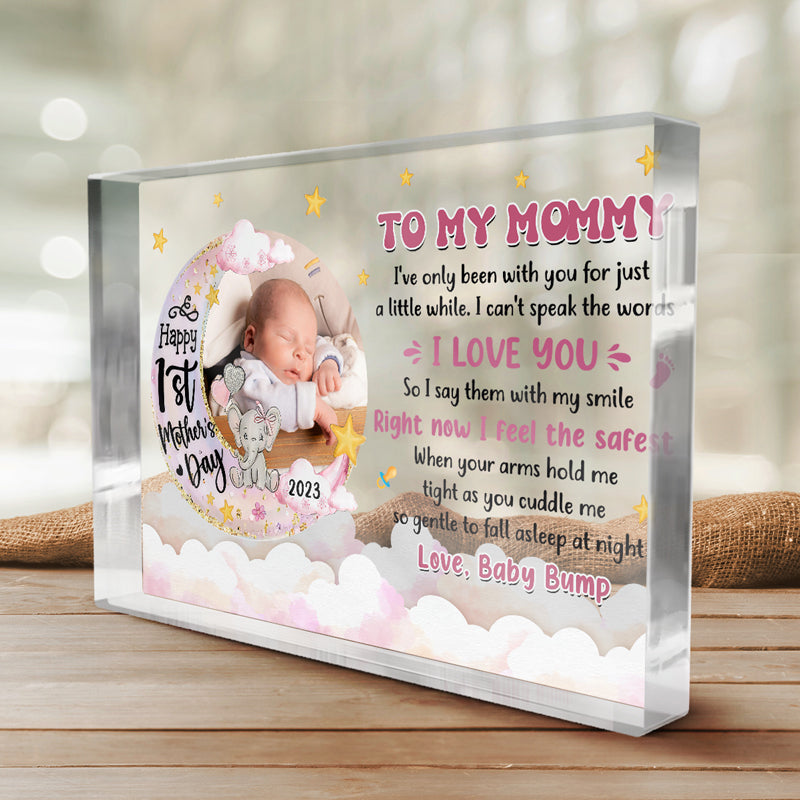 Photo personnalisée « Je les dis avec mon sourire » - Plaque rectangulaire en acrylique personnalisée pour la famille - Cadeau pour la fête des mères, la baby shower ou la première maman