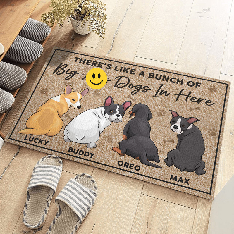 Il y a comme un groupe de gros chiens ici - Tapis décoratif personnalisé pour chien - Cadeau de pendaison de crémaillère, cadeau pour les propriétaires d'animaux, les amoureux des animaux